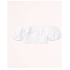 Abercrombie & Fitch Off-The-Shoulder Poplin Set Top White Size L